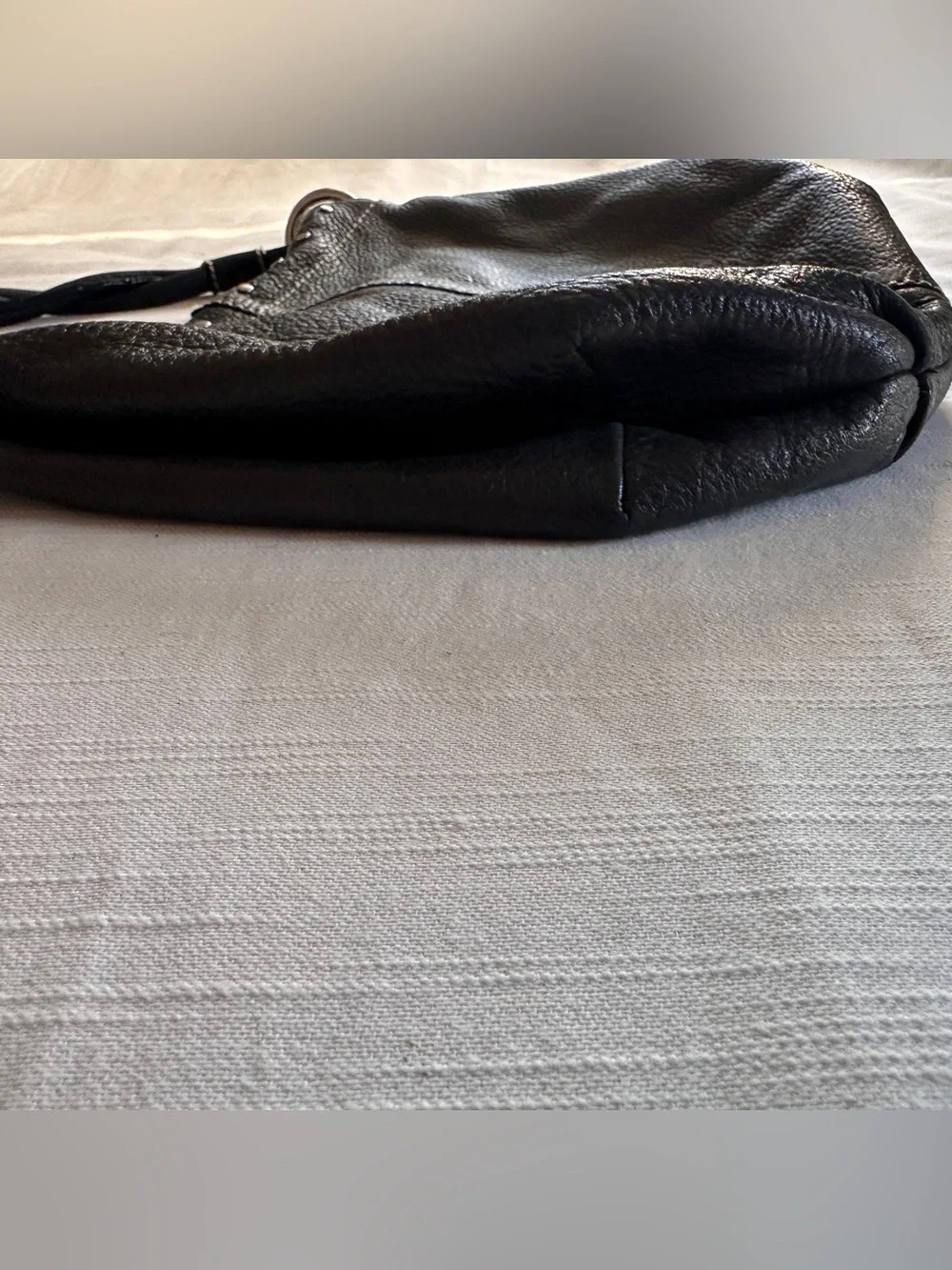 vintage FOSSIL Black Pebbled Leather Slouchy Hobo Shoulder Bag 75082 - EUC